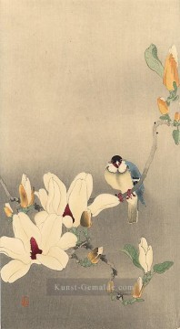  vögel - Blauer Vogel und Magnolia Ohara Koson Shin Hanga
